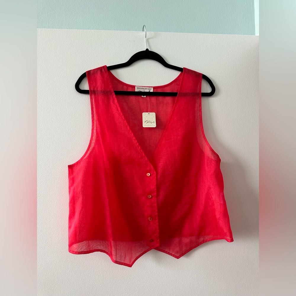 NWT Free People Cherry Red Sheer Vest Top Tank